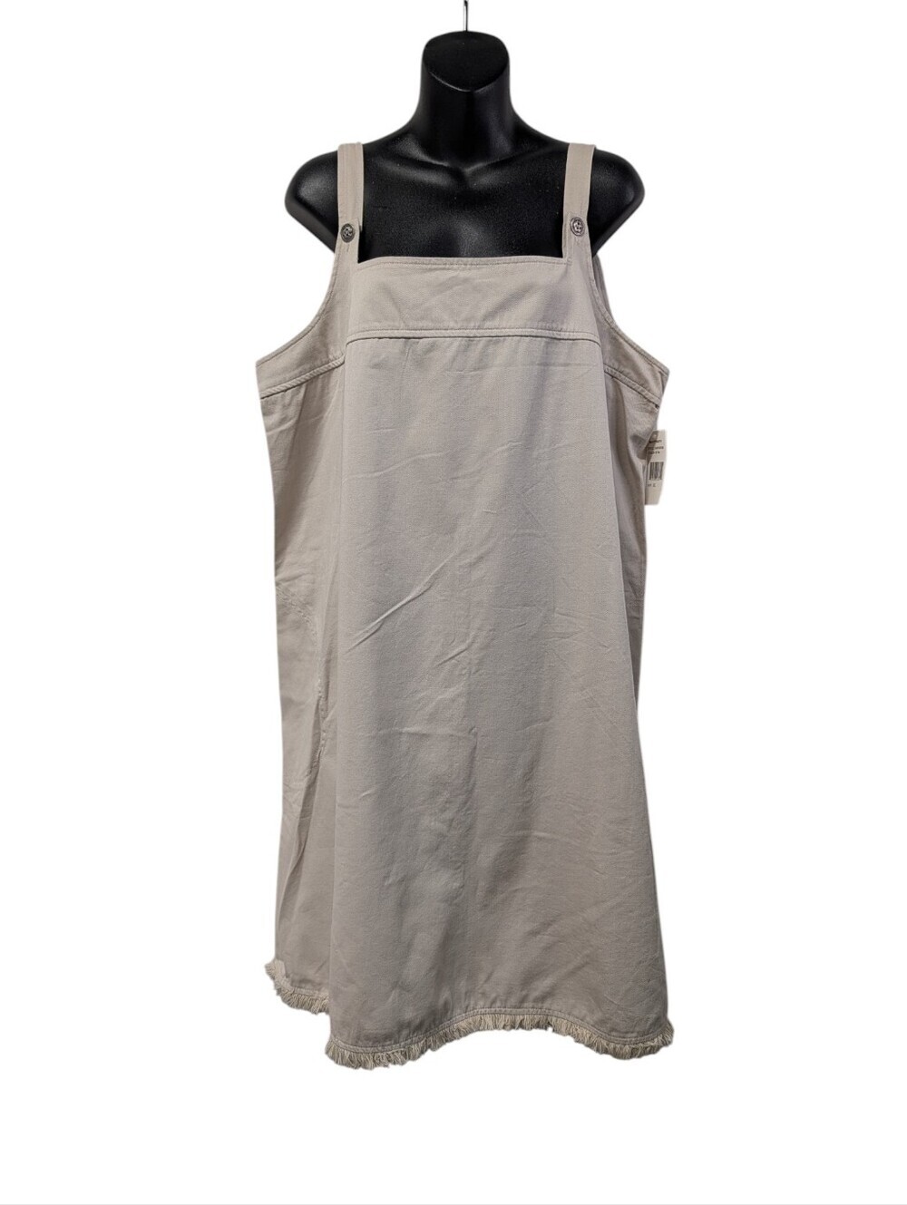 New Addition Maternity Beige Khaki Overall Dress Jumper Adjustable Straps Tie XL
